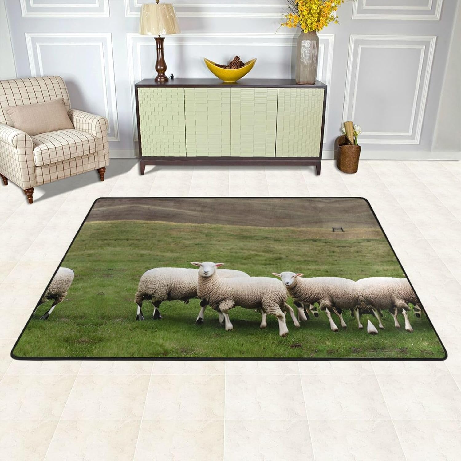 Lambs and Sheep Print Area Rug,Super Soft Rugs for Living Room, Soft Carpet for Bedroom and Kids Room, Home Decor