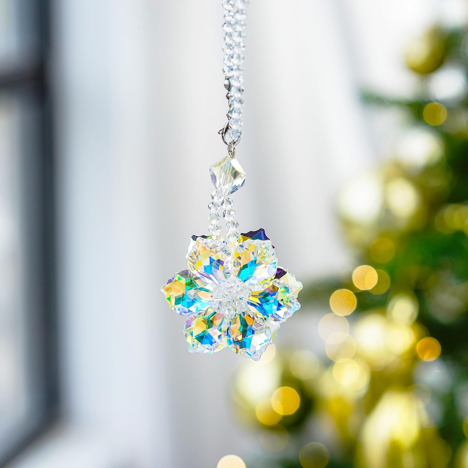 Crystal Snowflake Car Pendant Lucky Hanging Rear View Mirror Ornament image 3
