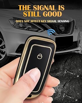 Soft TPU Key Case Key Shell, Compatible with Geely EX5 Starray EM-i 2025 2026 Gold Edge Car Key Case Key Cover Key Protection with Key Ring 3-Button Black