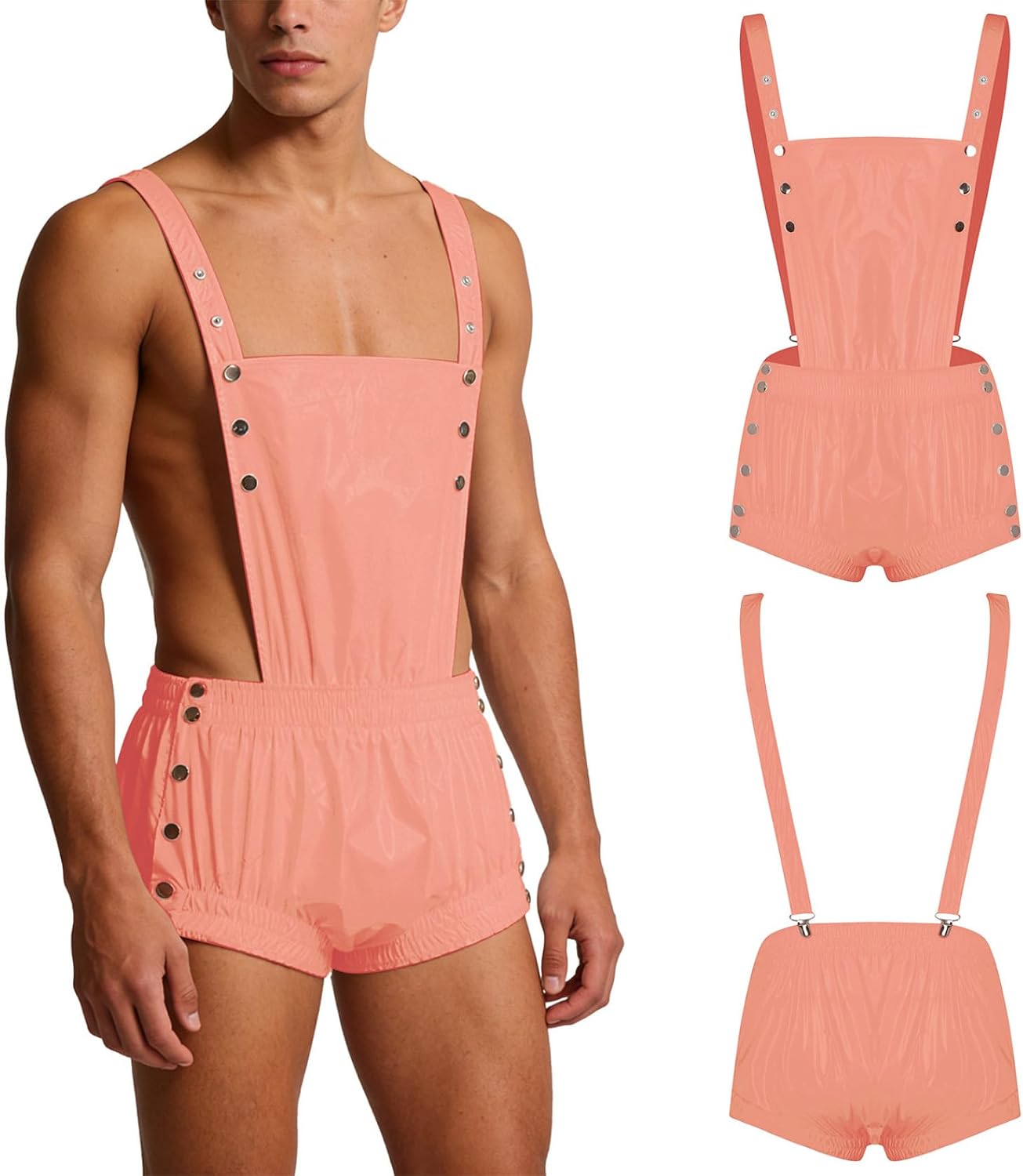 Jhaoyu Men Incontinence Bodysuit Reusable Plastic Panites Bib Jumpsuit Special Needs Clothing