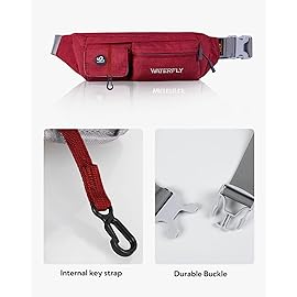 WATERFLY Fanny Pack Slim Soft Polyester Water Resistant Waist Bag Pack for Man Women Carrying iPhone 8 Samsung S6 (Wine red)