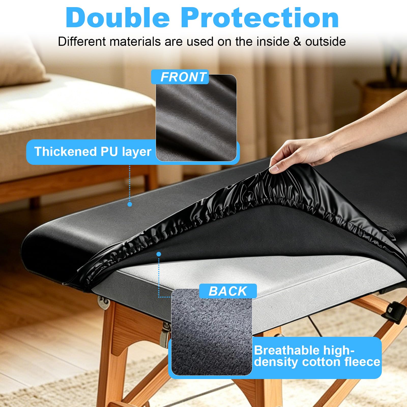 CGBE Wasserdicht Kosmetikliege Bezug: Ölresistenter PU Massageliege Bezug mit Gummizug für Massageliegen Kosmetikliegen Behandlungsliegen – Waschbar 195 × 90 × 18 cm – für Kosmetikstudios Spa Massagen