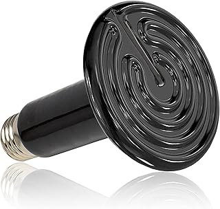 50W/ 75W/ 100W 110V Reptile Ceramic Heating Lamp, Waterproof Ceramic Heating Lamp Infrared E27 Ceramic Heating Lamp for Amphibian Reptile,1PC