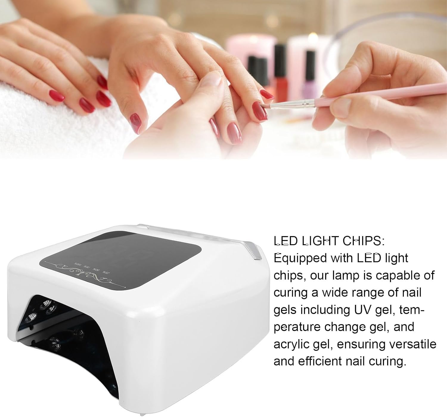 Diydeg Led Nail Lamp, 72W Automatic Sensor Professional Art Tools Nail Lamp Gel Nail Lamp Nail Light with 4 Timers Portable Handle for Gel Polish (US Plug 100‑240V)
