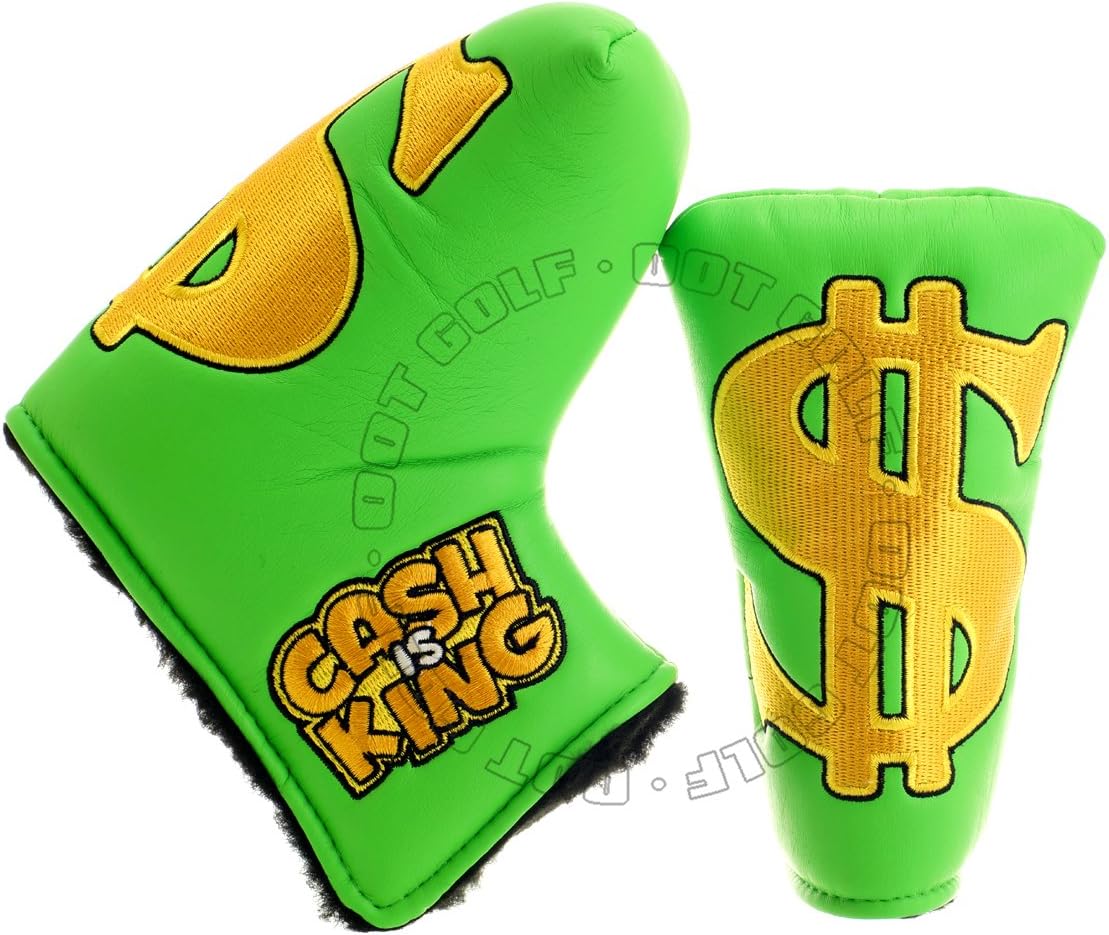 Golf Headcover for Blade Mid-Size Mallet Putter, Cash is King, Green