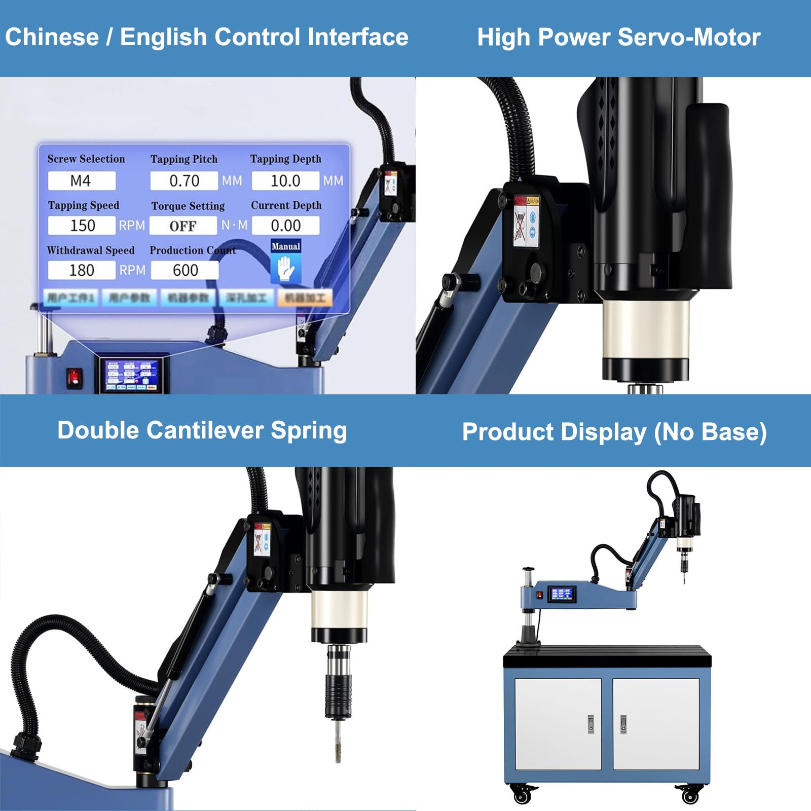 Roscadora eléctrica de 220 V, Roscadora Universal con Brazo Voladizo de 360°, Roscadora eléctrica CNC de Escritorio para La Fabricación de Maquinaria,M3-M12