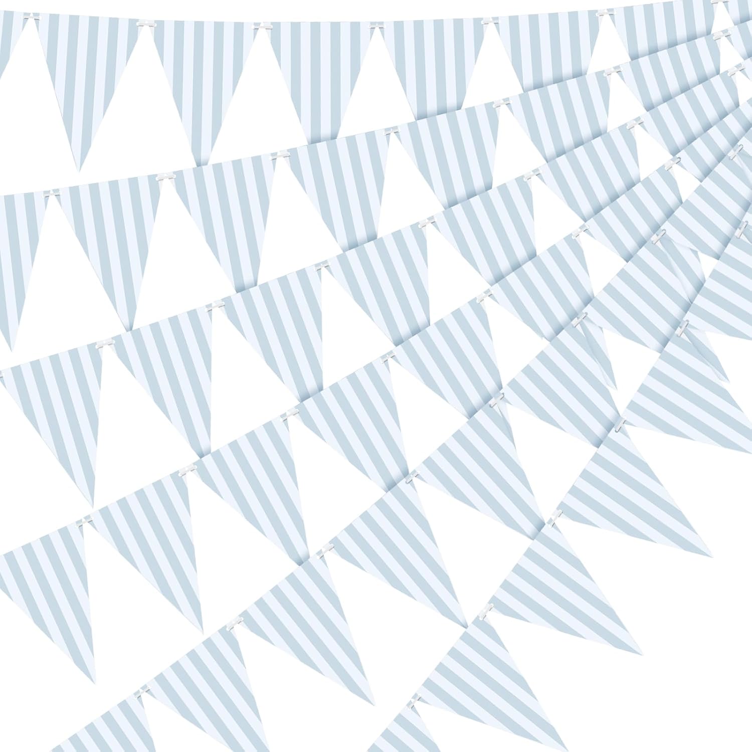 6 Pack Blue and White Pennant Banner Summer Coastal Stripe Party Decor