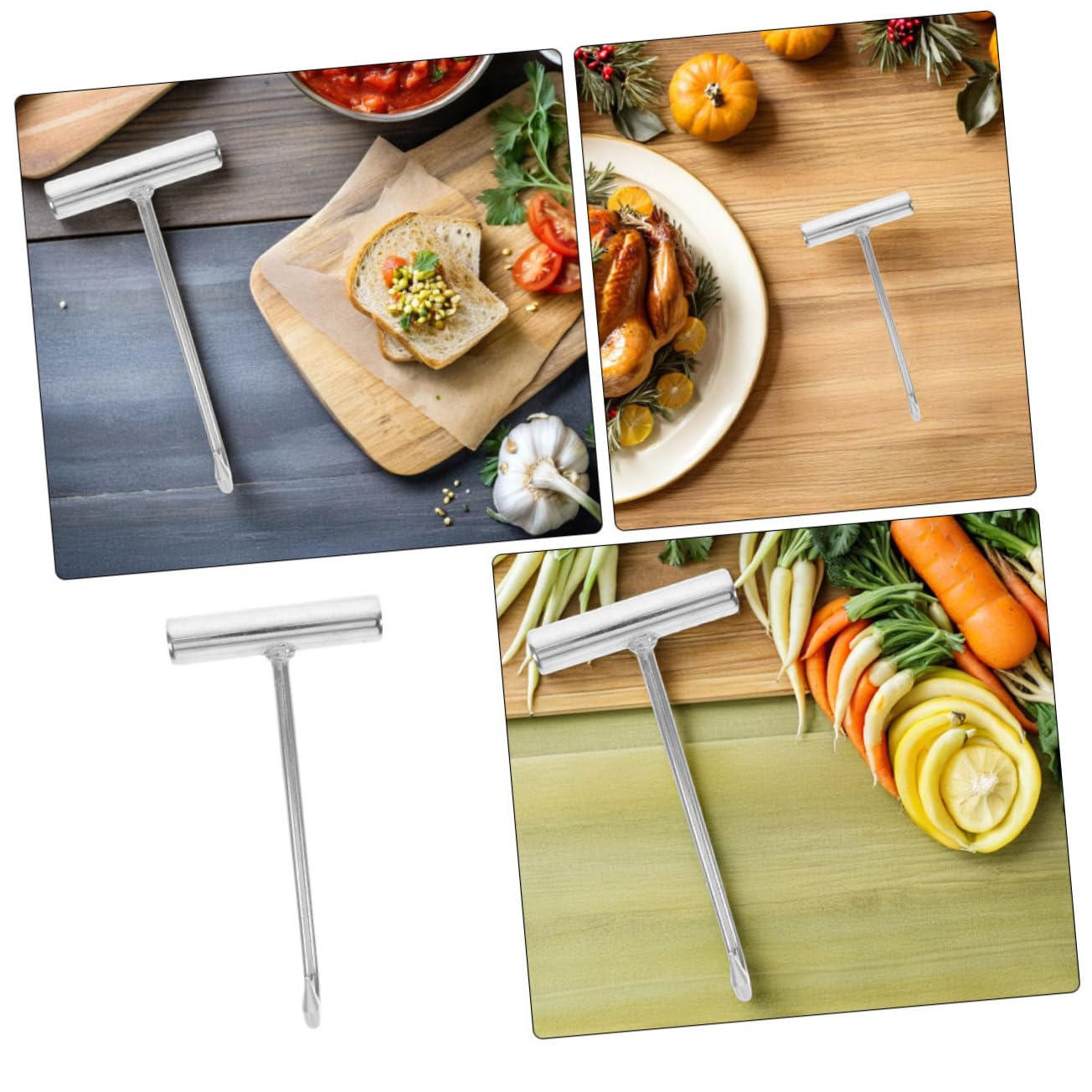 Ganci Impugnatura Ergonomica in Acciaio Inossidabile 5pezzi a Forma di T per Carne per Macelleria e Barbecue, per Ristorante e Cucina