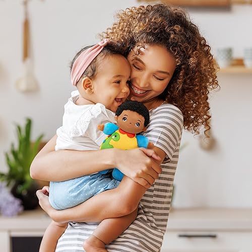 Miniatura 9 de OUOZZZ Muñeca de bebé suave de 15 pulgadas para niñas, primera muñeca de trapo de felpa para dormir, juguete de pelo negro para niños