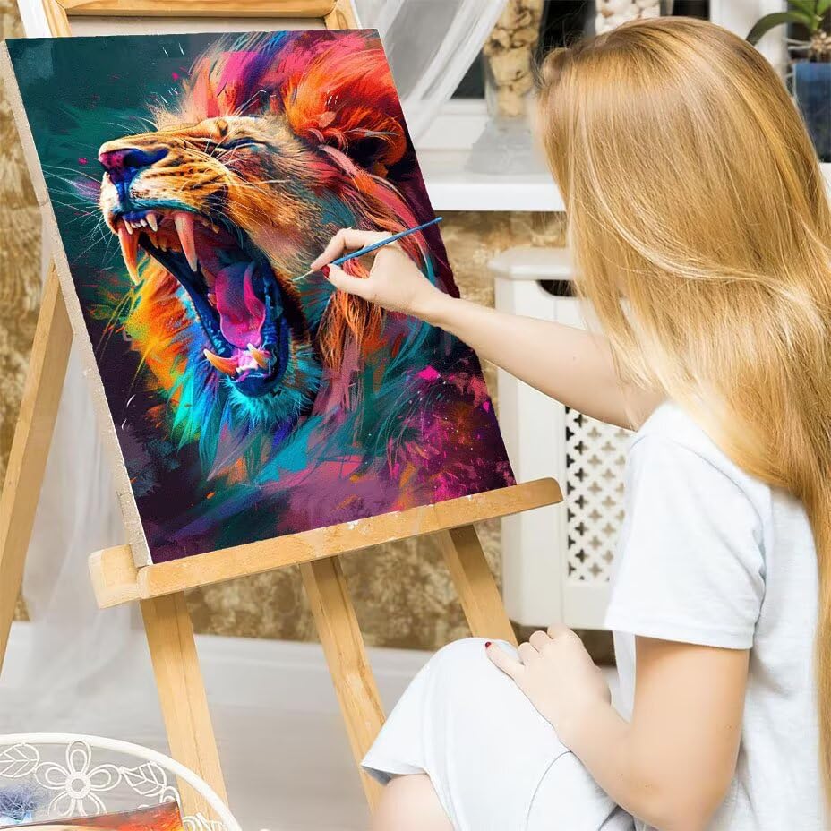 Pintar por numeros adultos león con pigmento acrílico opaco de alta cobertura 7