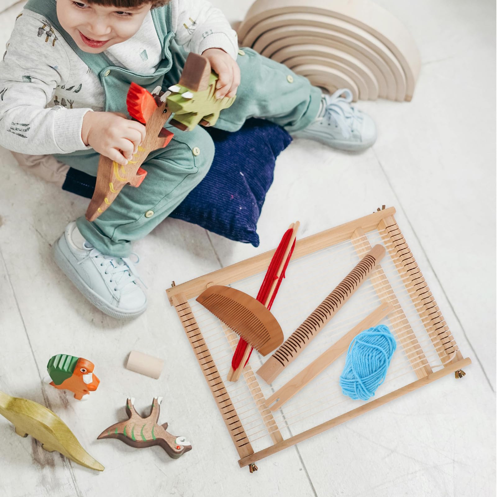 Zerodeko Telaio per Tessitura in Legno Semplice da Usare per DIY Handloom, per Back To School Party, Tessitura Arazzo e Artigianato Creativo per Ragazzo Ragazza e Giovani Colore Casuale