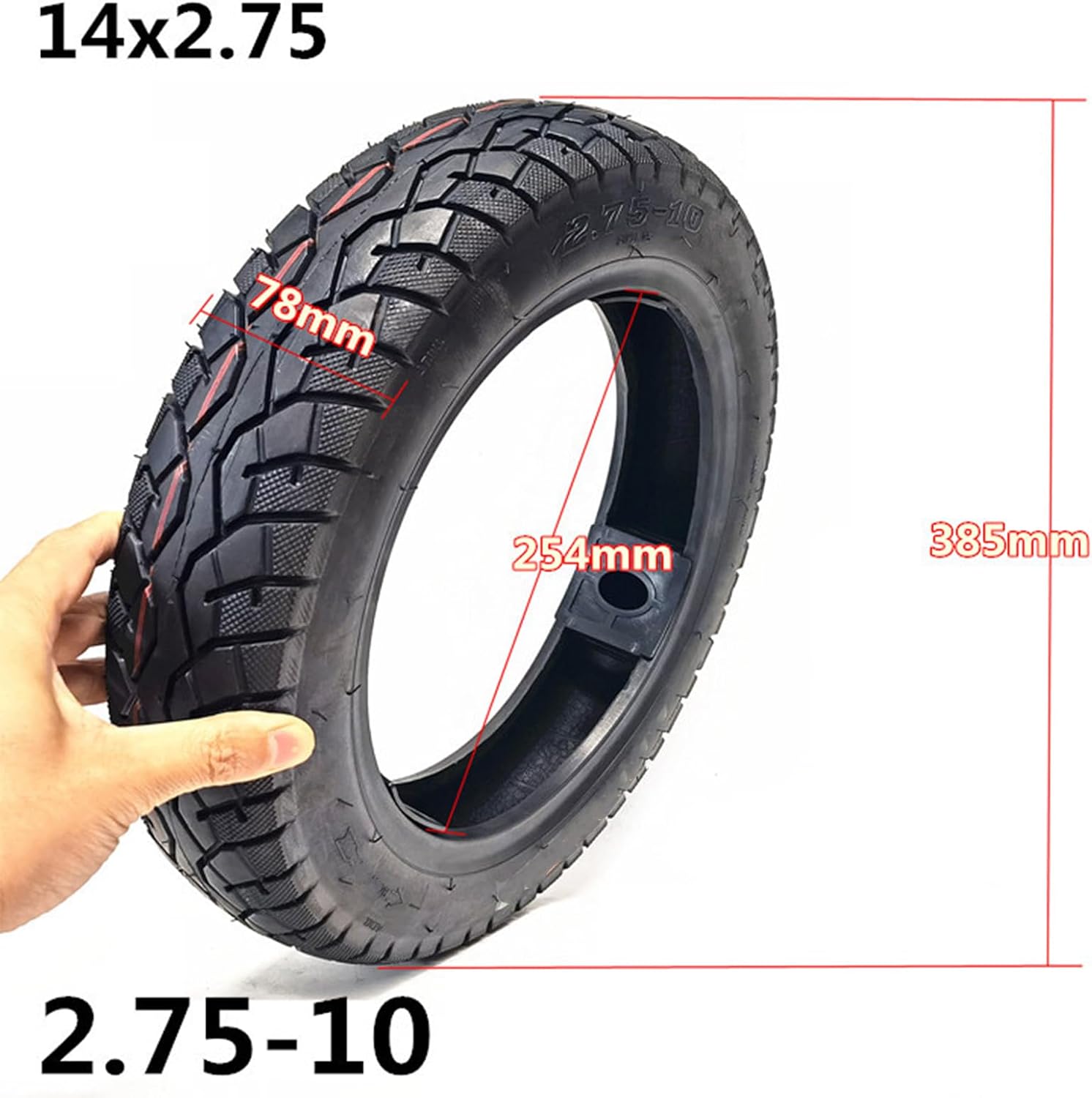 Electric Scooter Tire 14" 14x2.50/2.75 Thick Anti-Skid Wear-Resistant Puncture-Proof Vacuum Tires for Motorcycle 2.75-10 Tire Replacement Aessories