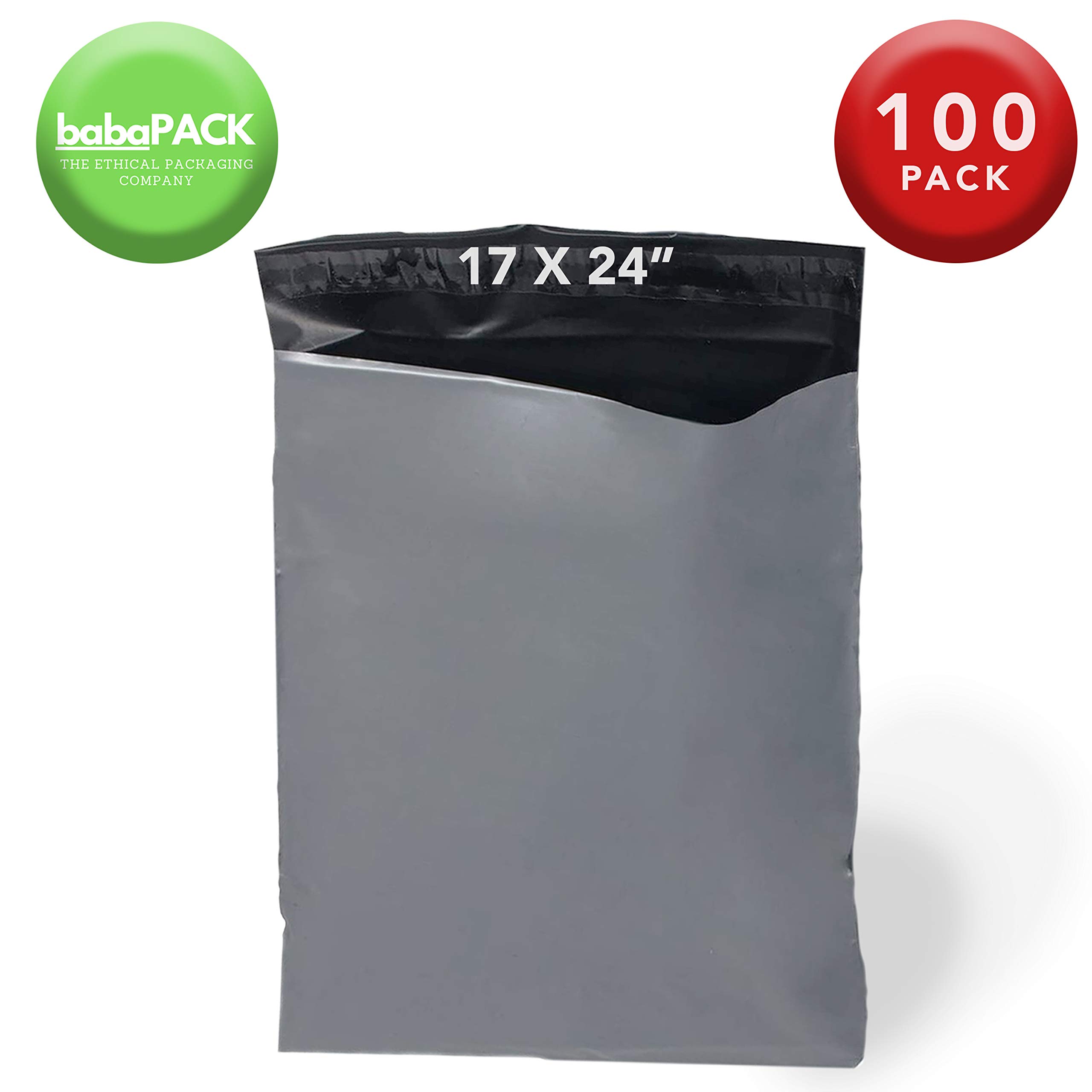 babaPACK Plastic Strong Mailing 100 Bags for Postage and Packaging, 9-Inch Length x 6.5-Inch Width, Grey