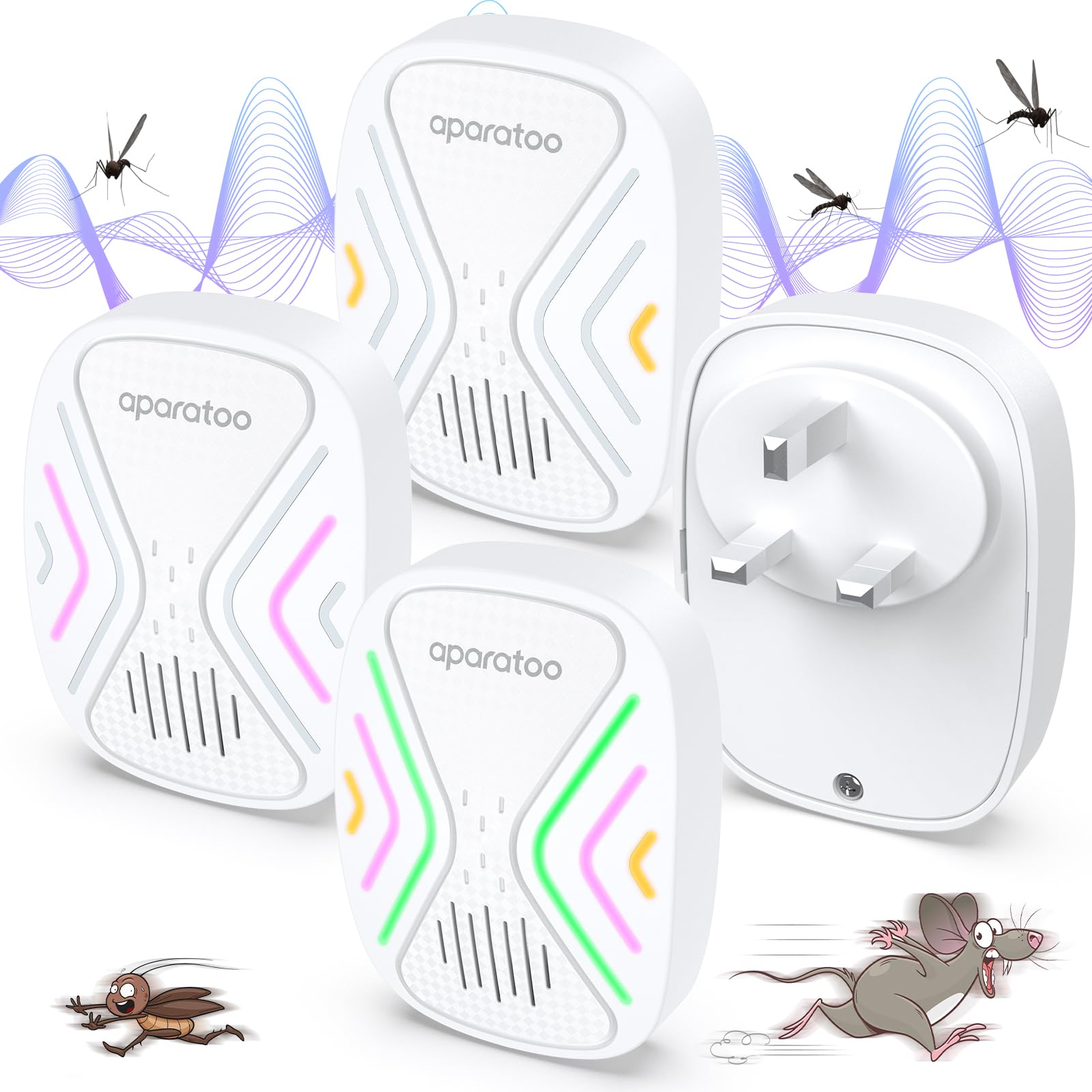 Mouse Repellent, 4 pack Ultrasonic Mouse Repeller Rodent Repellent, Electronic Mice Repellent Plug-in, Ultrasonic Pest Repeller for Repelling Rats,Mouse, Spiders,Moths