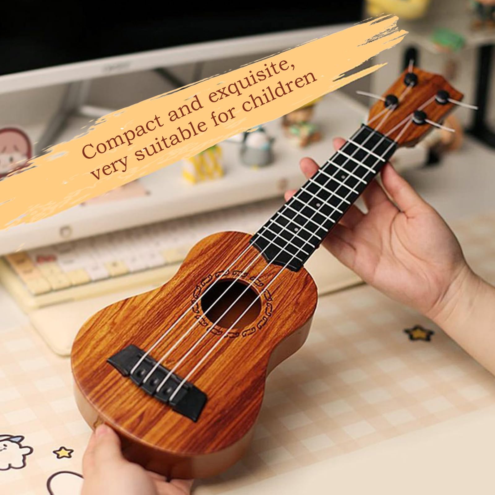 Ukulele Bambini, 38cm Chitarra Giocattolo, Mini Chitarra Bambini Con 4 Corde Regolabili, Musica Giocattoli Educativi, per Principiante, Ragazzo Ragazza (15 Pollici)