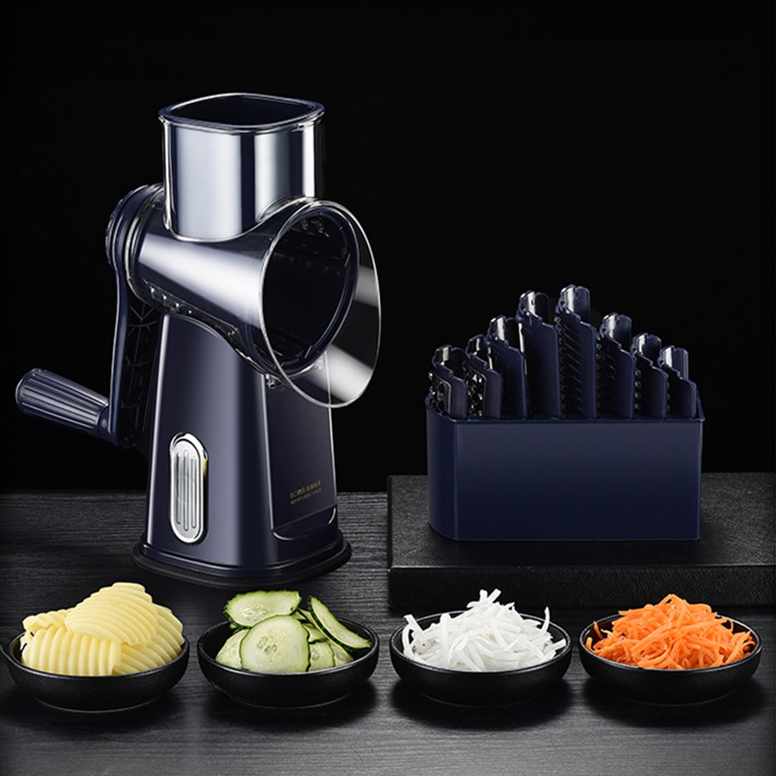 Manueller Käse- und Gemüseschneider – Reibe mit Kurbel | 5-in-1-Reibe | Multifunktionale Slicer für Obst, , Karotten, Kartoffeln, Haushaltsgerät