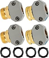 Hourleey Garden Hose Repair Kit: 2 Sets Aluminum Alloy Male/Female Fittings for 5/8" & 3/4" Hoses + Clamps & Washers