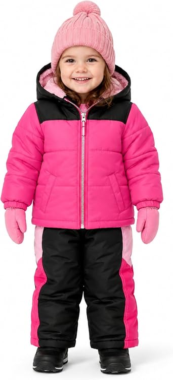 Arctic Quest Girls Jacket and Snow Bib, Intense Pink QDX9707, 5-6