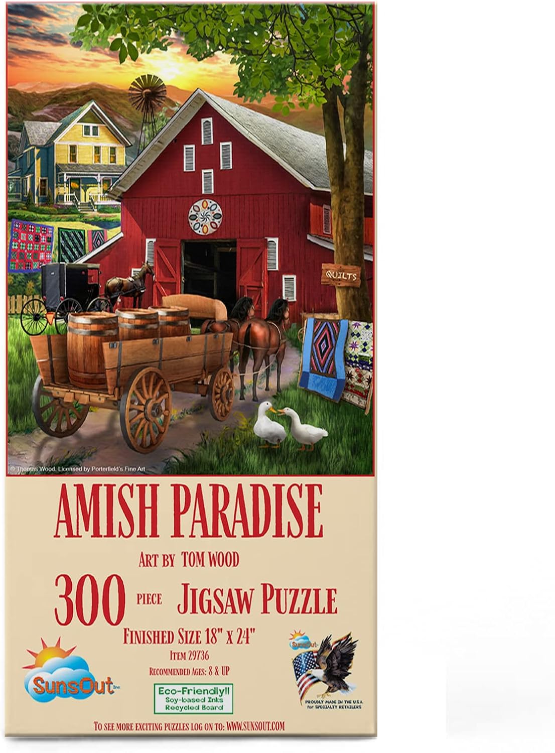 SUNSOUT INC - Amish Paradise - 300 pc Jigsaw Puzzle by Artist: Tom Wood - Finished Size 18" x 24" - MPN# 29736