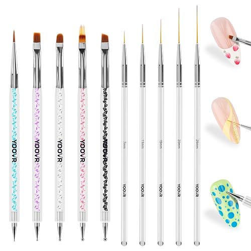 YOOVR 15-IN-1 Nail Art Brushes Set for Home & Salon