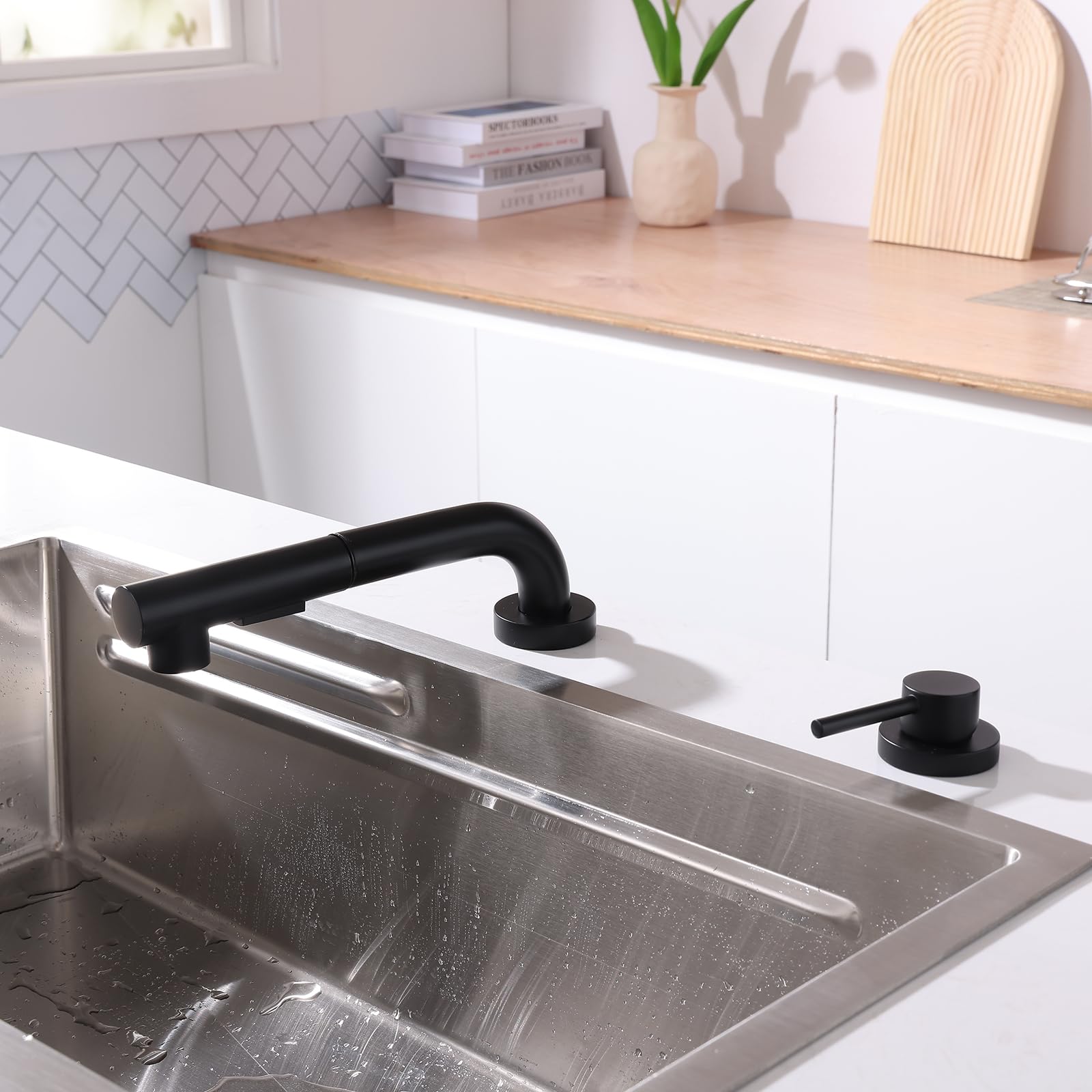Grifos mezcladores para Fregadero Grifo de Cocina extraíble Monomando con diseño Plegable fregaderos Ocultos y autocaravanas solución Elegante Ahorrar Espacio.