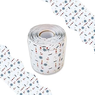 65.6 Ft Sailboat Bulletin Board Borders Blue and White Bulletin Board Paper Roll, Scalloped Border Bulletin Board Trim for Bulletin Board, Blue and White Board and Classroom Décor