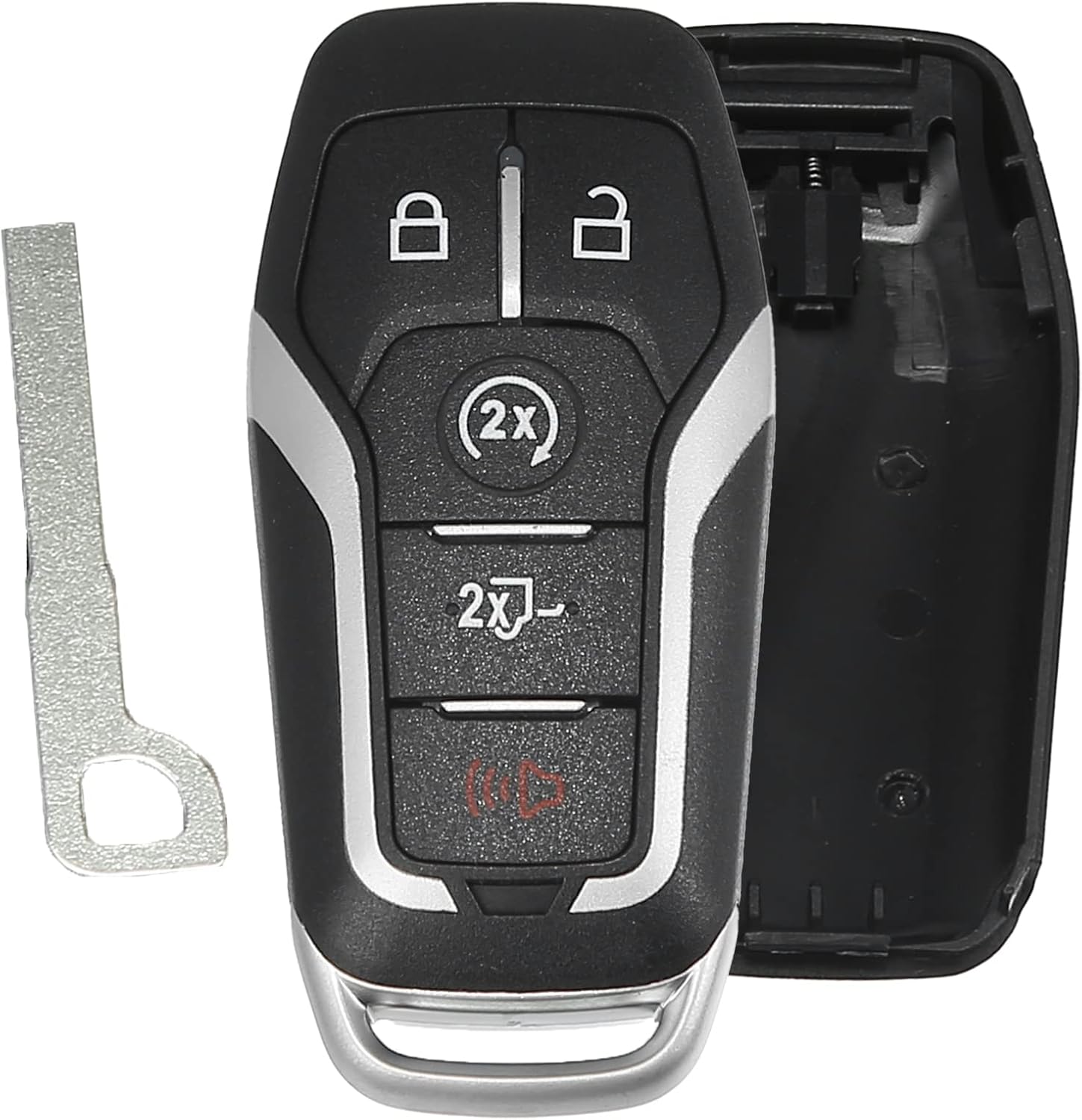 X AUTOHAUX 5 Button Replacement Smart Key Fob Case Keyless Entry Remote Key Shell Cover for Ford F150 F250 Truck 2015-2017 M3N-A2C31243300 with Blade No Chip