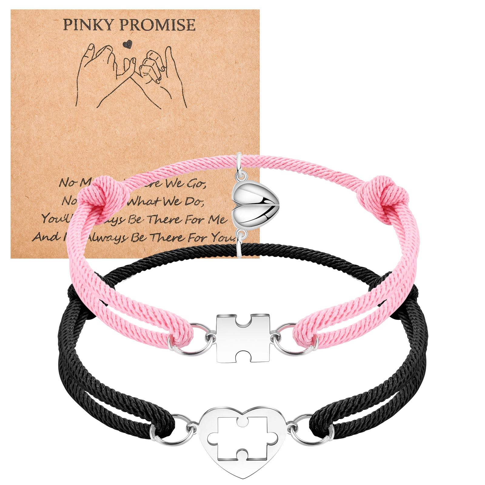 VU100 2 piezas de pulsera magnética de atracción magnética, pulsera trenzada de la amistad, regalo para amantes de la familia mejores amigos novias madres y hermanas