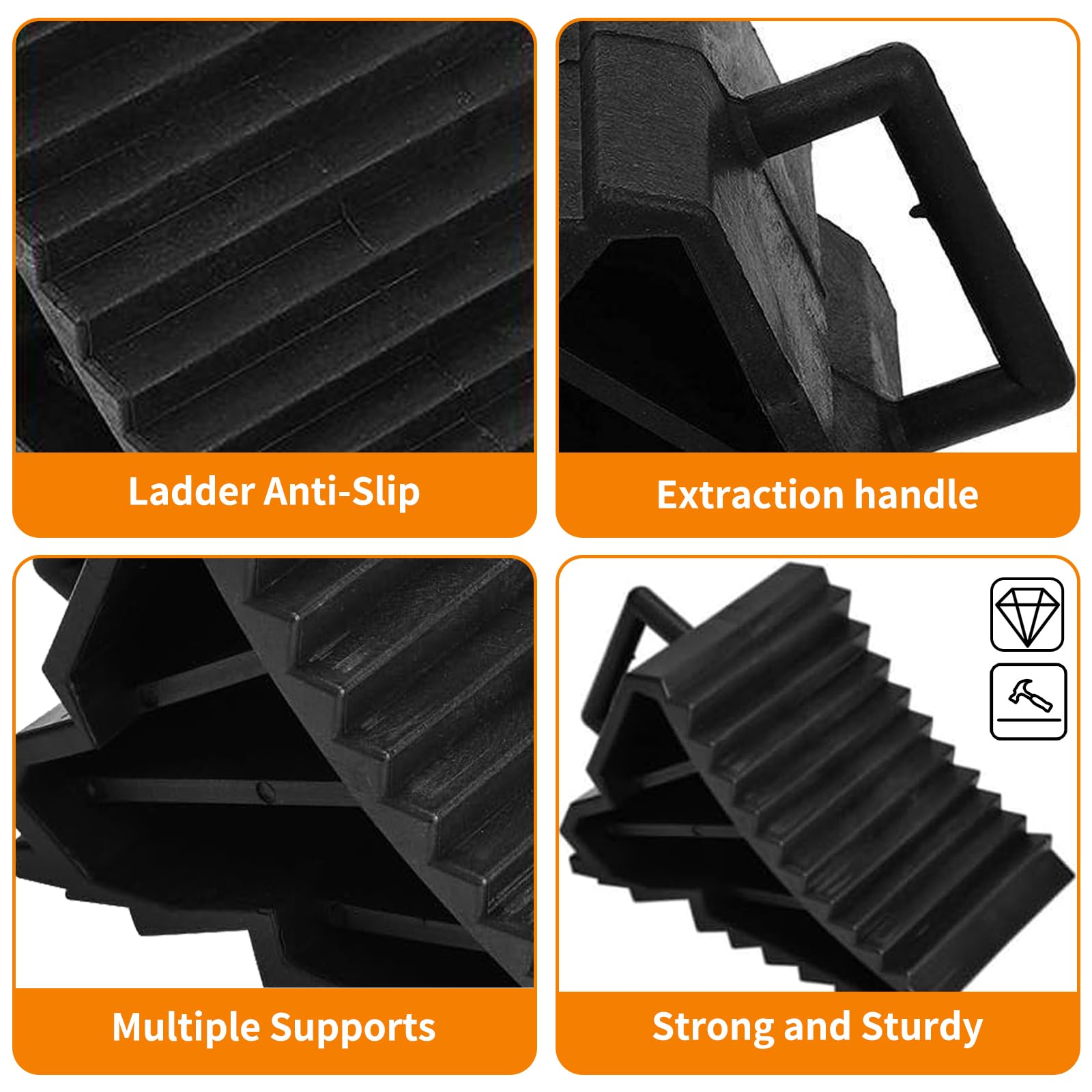 2pcs Cunei Plastica con Maniglia, Cunei Rimorchio Fino a 1,6 t, Cunei Ruote, Cuneo Ruota Freno, Supporto Ganasce Freno per Auto, Camion, Rimorchi, Roulotte, Camper, Cuscinetti Supporto per Pneumatici