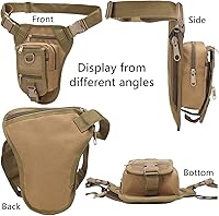 Vista 5 de Bolsa táctica Ejército Cintura Pierna Bolsa Ajustable Senderismo Caza Riñonera Militar Molle Drop Leg Bolsas, Negro