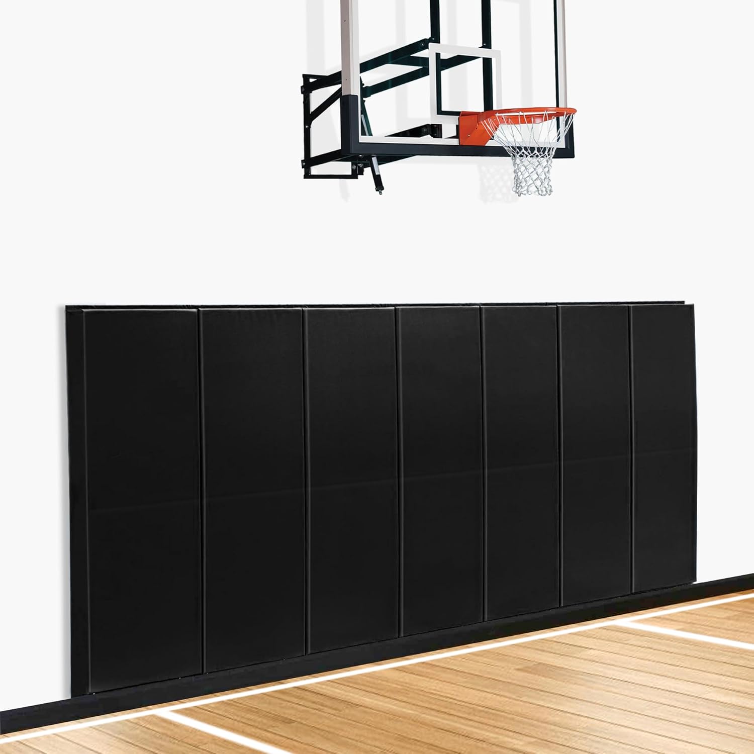 Gym Wall Padding, Basketball Court Wall Protector, Removable 2" Thick High-Density Protective Pads for Wall-Mounted Basketball Hoop, Garage, Basement, High Elasticity & Tear-Resistant 60" L x 20" W x 2" H BLACK