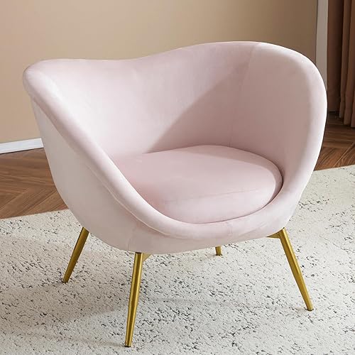 Miniatura 6 de Silla decorativa de terciopelo con patas de madera, sillón tapizado moderno con almohada de lazo, silla de tocador con respaldo para sala de estar,