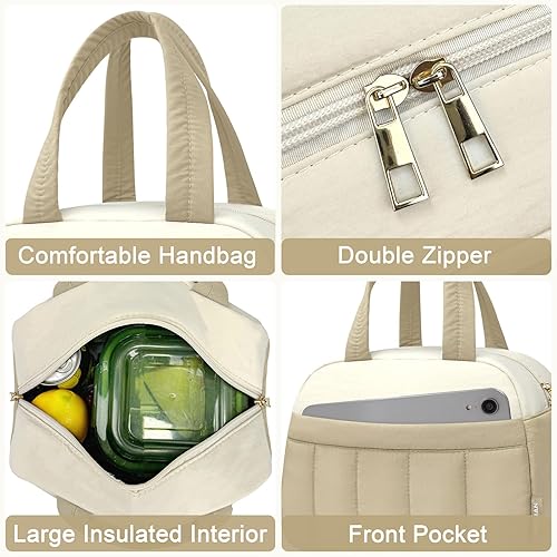 Miniatura 5 de Lonchera para mujereshombresadultos, bolsa de almuerzo aislada reutilizable, bolsa a prueba de fugas para el trabajo, oficina, picnic, viajes (caqui)