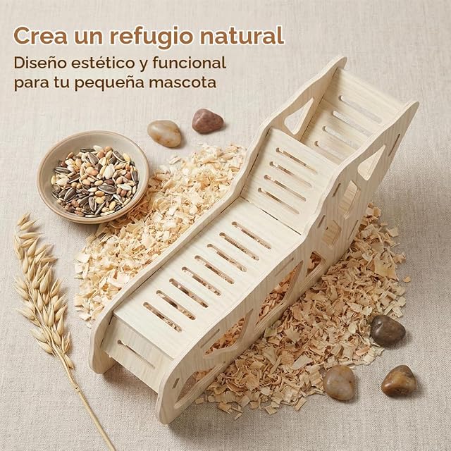 Foto 5 de 8 de Escondite Escalera Madera para Hámster Jerbos Ratones Roedores Pequeños