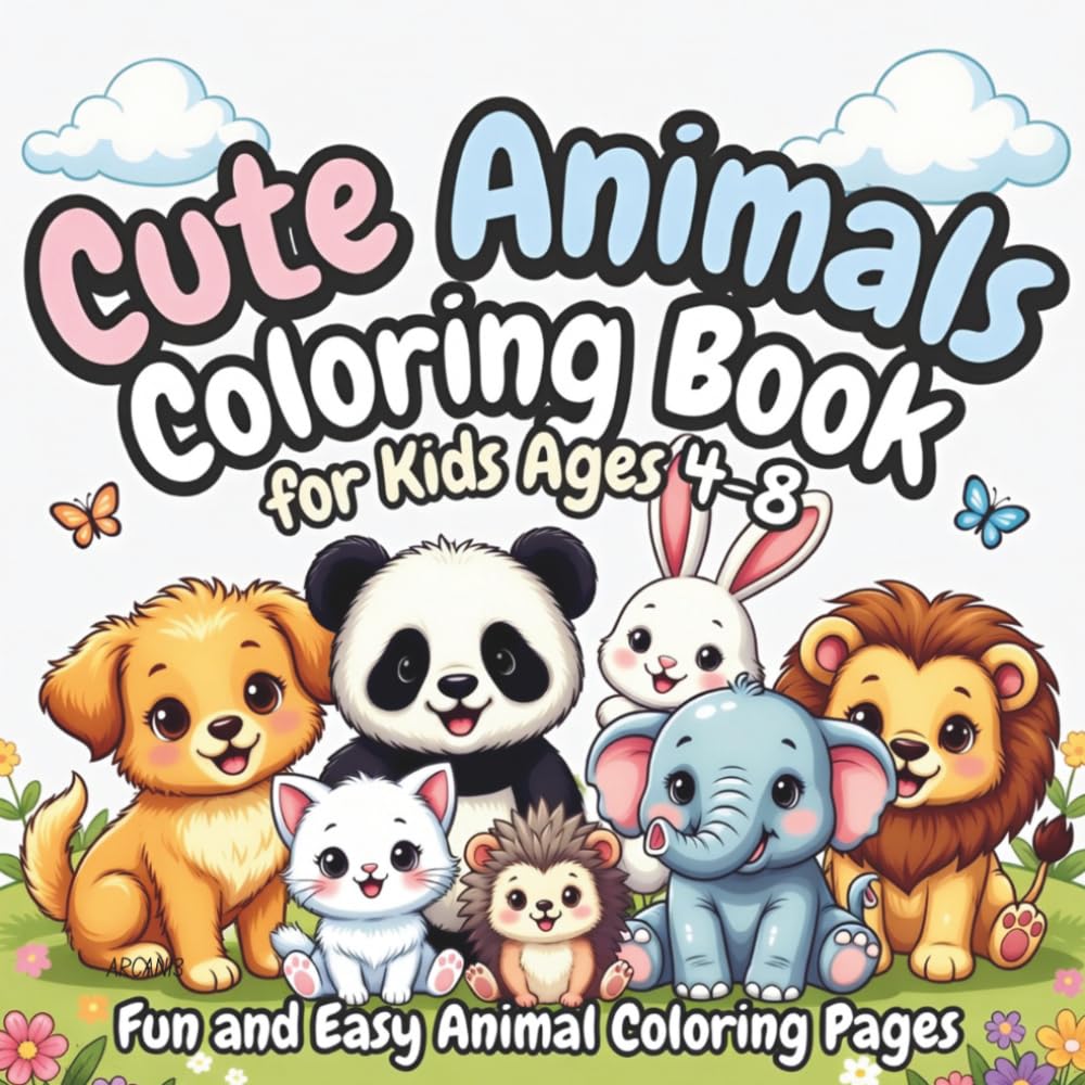 Cute Animals Coloring Book for Kids Ages 4–8