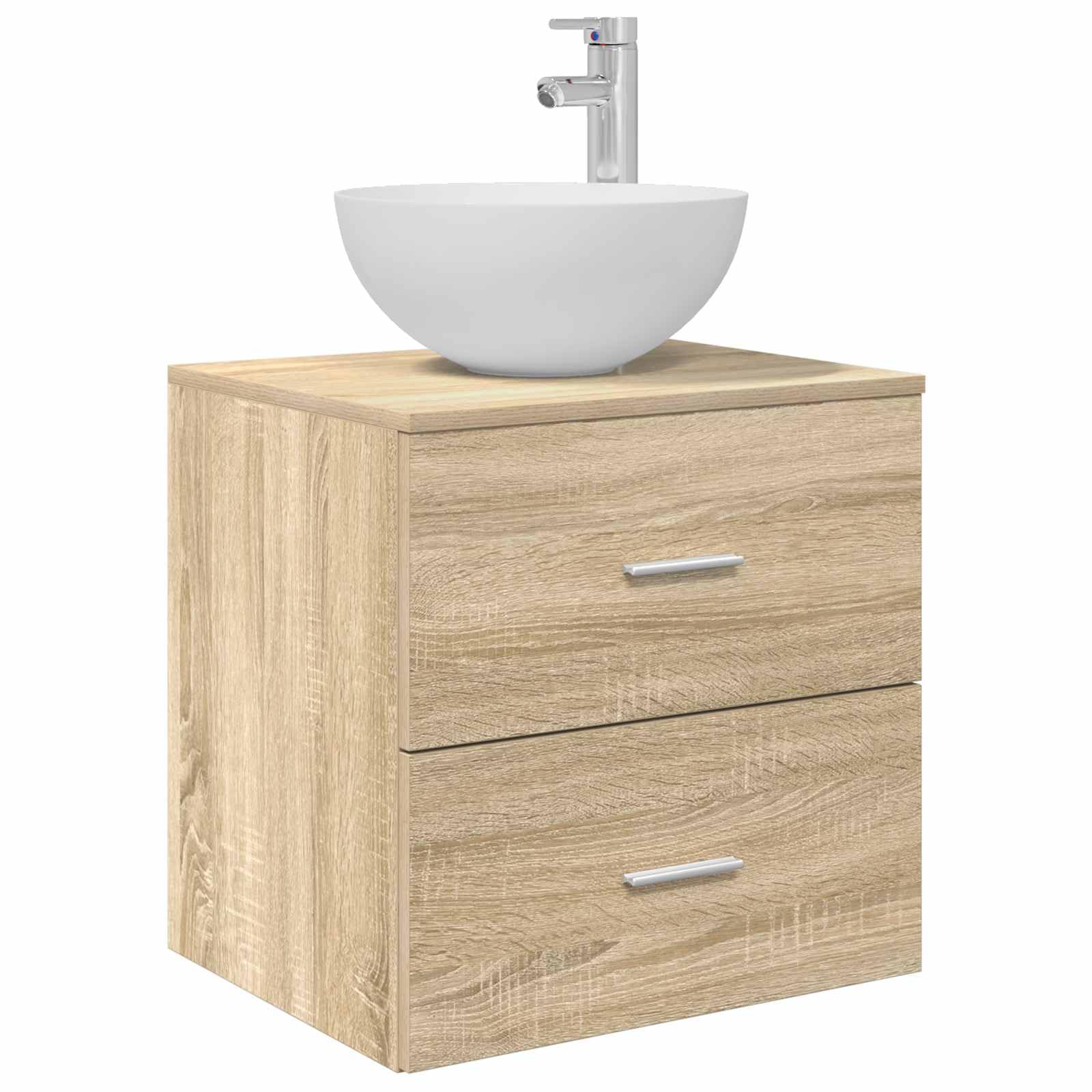 Vidaxl Sonomaoak Wall-Mounted Sink Vanity Sonoma Oak 49.5 X 41 X 64.5 Cm, Bathroom Organization, Modern Vanity With Sink, Space-Saving Storage, Wall-Mounted Design, Engineered Wood For Efficient Use