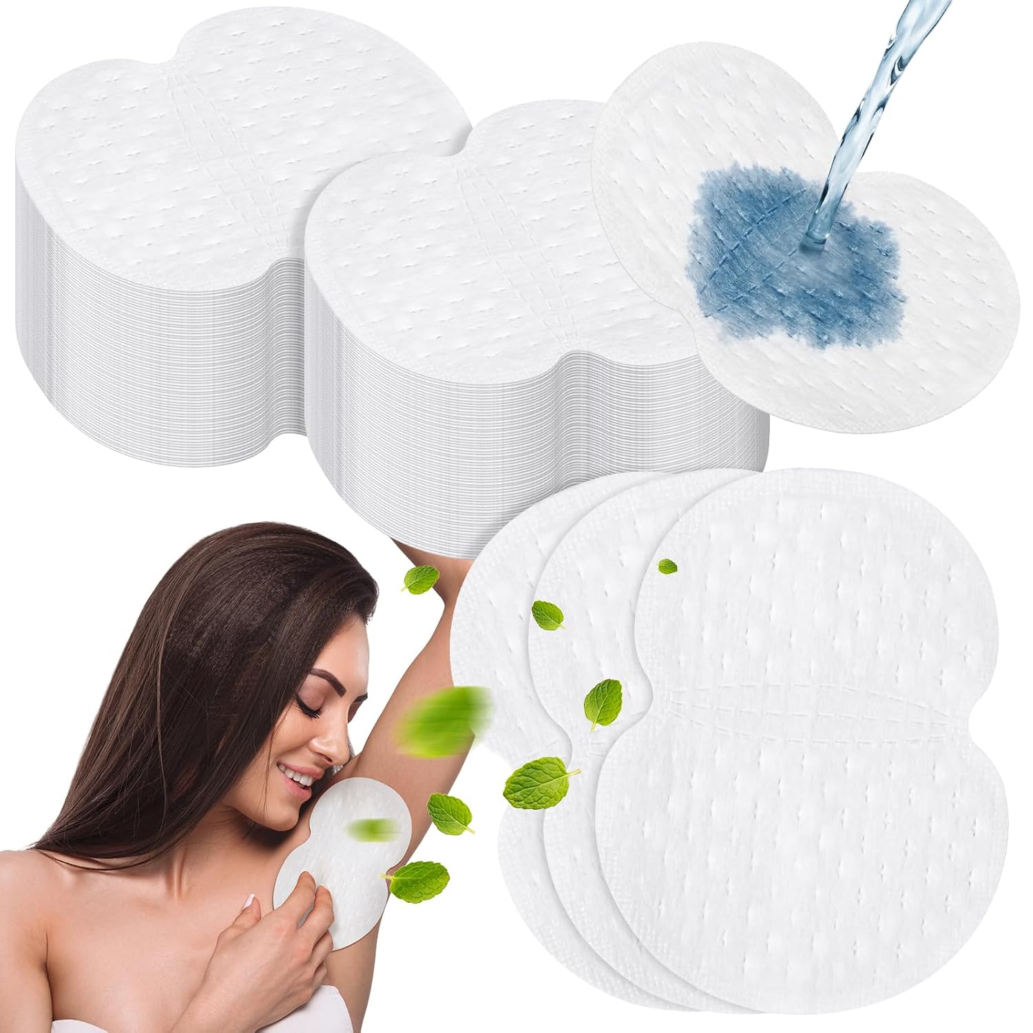 200 Pcs Mint Underarm Sweat Pads for Women Men Non Visible Disposable Armpit Sweat Pads Protection Underarm Fight Hyperhidrosis Extra Adhesive Comfortable for Daily Protection