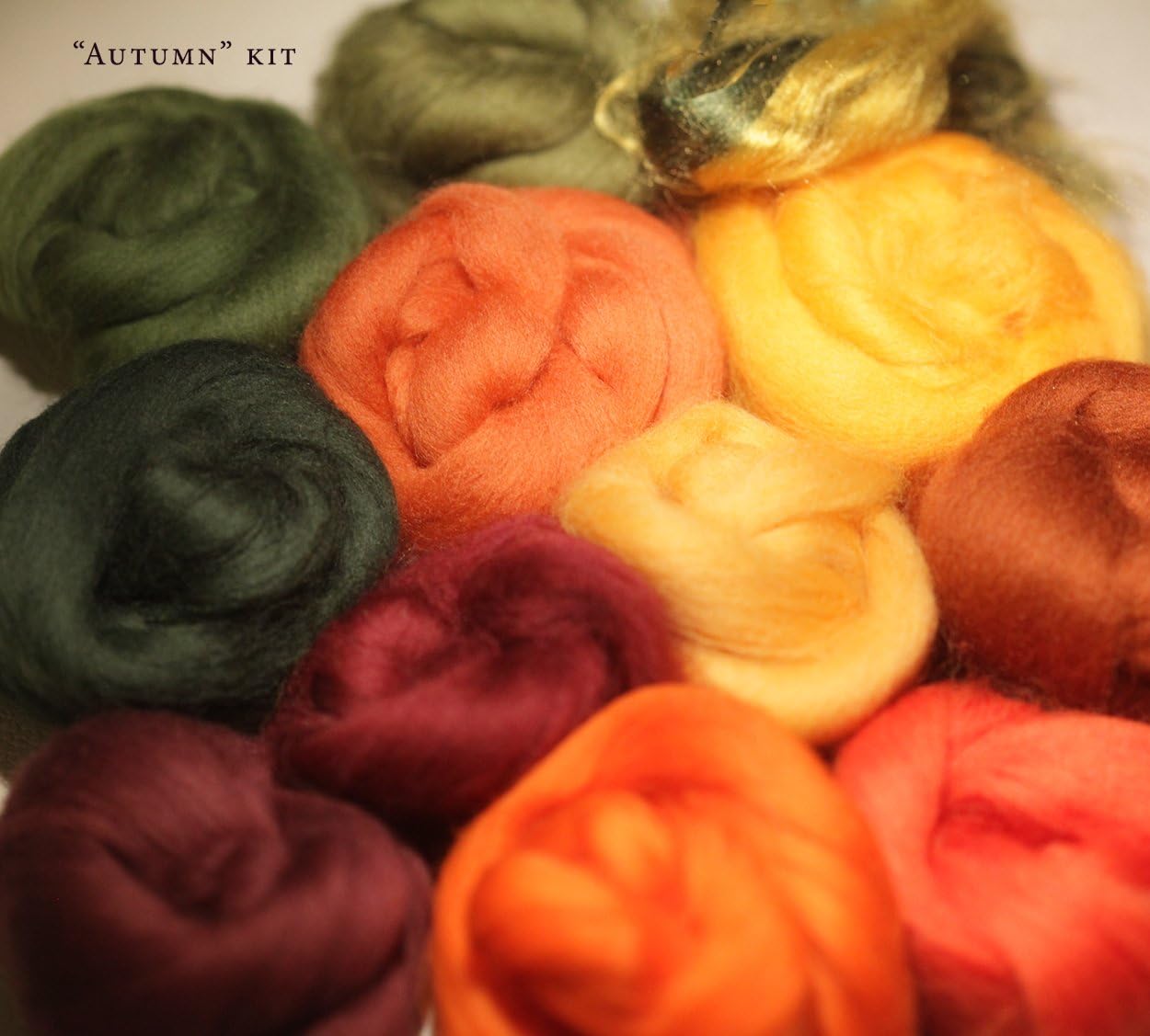 Felting Wool Merino Fiber + 3 Shades Silky Fibers and Roving Wool for Needle and Wet Felting Kit Great for Beginners Free Instructions Autumn