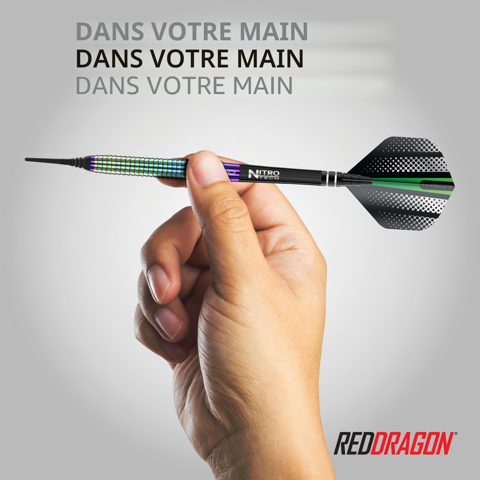 RED DRAGON Razor Edge Spectron Fléchettes en tungstène Softip 18 grammes avec ailettes et tiges