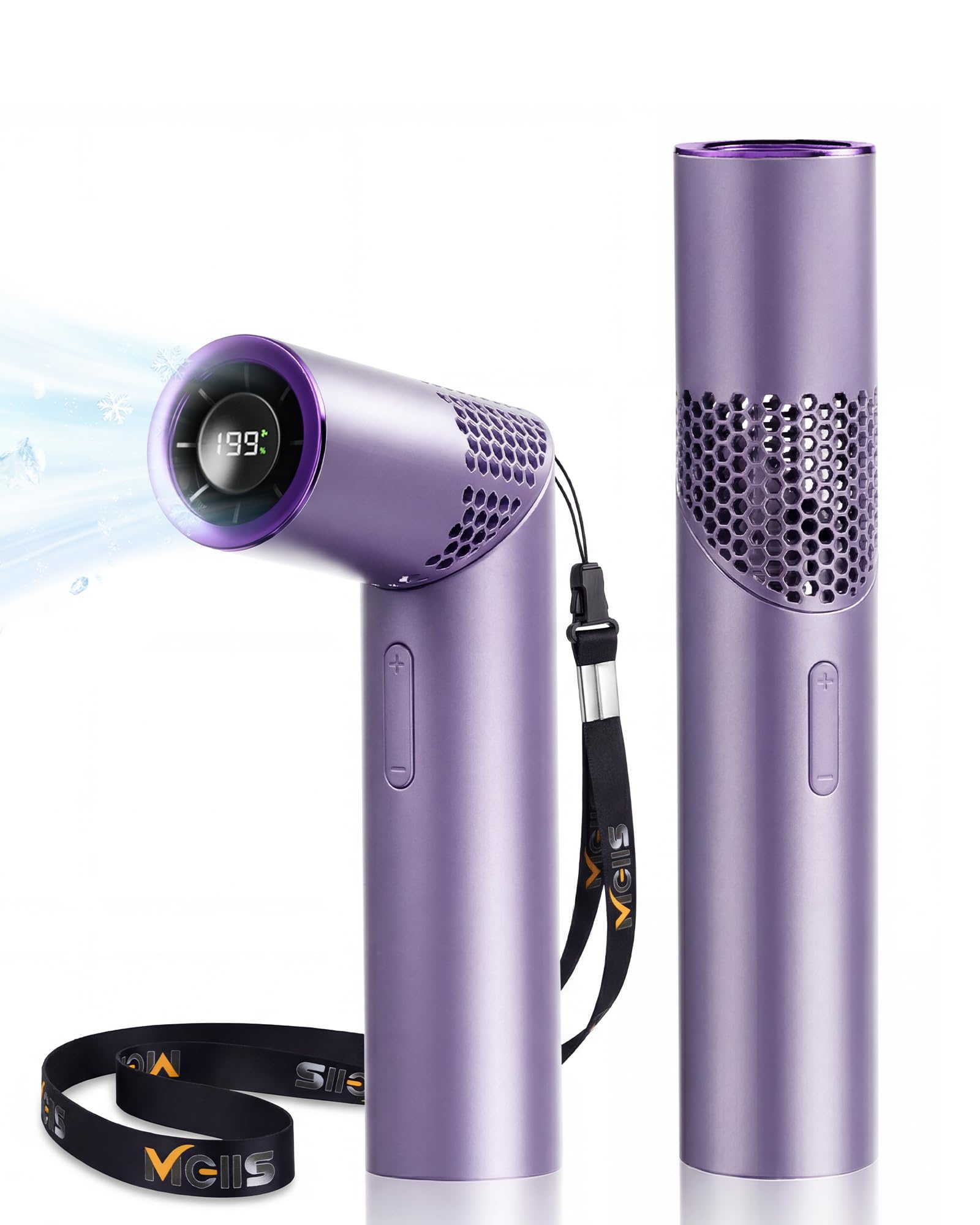 Ventilador de mano y escritorio recargable con turbina de alta velocidad en color morado