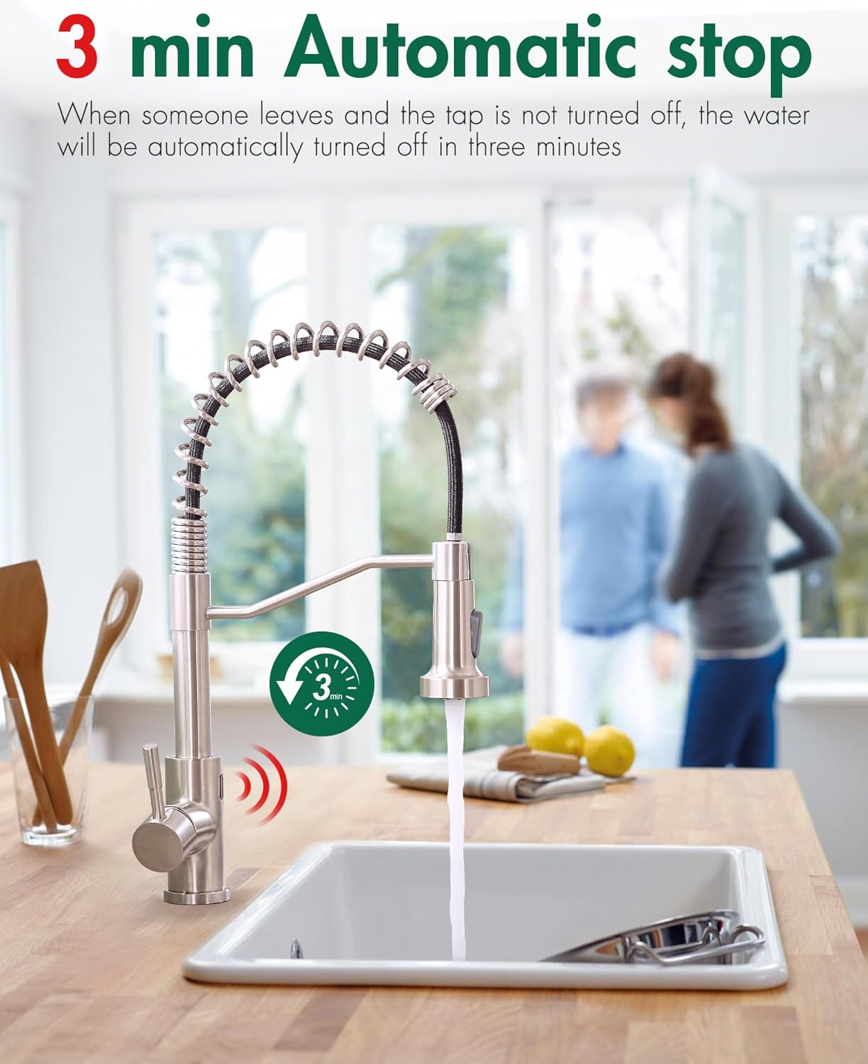 AIMADI Touchless Kitchen Faucet with Pull Down Sprayer,Brushed Nickel Motion Sensor Kitchen Sink Faucet,Smart Hands Free Stainless Steel Spring Faucets for Farmhouse RV Utility Sink,1 or 3 Hole