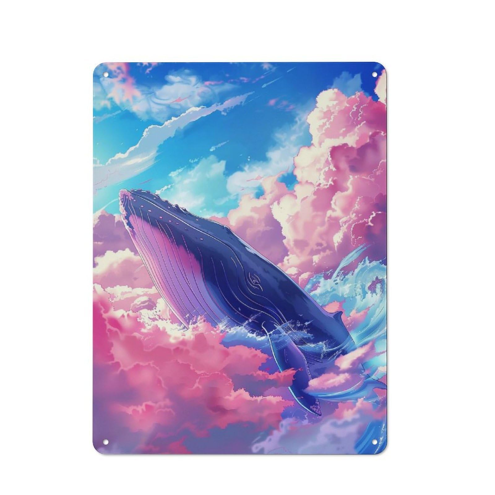 Junmoney Celestial Whale Retro Metal Wall Sign 40X30cm For Studio Or Craft Room, For Metal Sign Collectors, For Garage And Workshop Walls