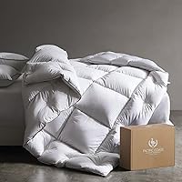 Pacific Coast King Size Down Comforter - 100% Cotton Duvet Insert, Hypoallergenic Goose Down, All-Season Fluffy Hotel Luxury Baffle Box (106x90")