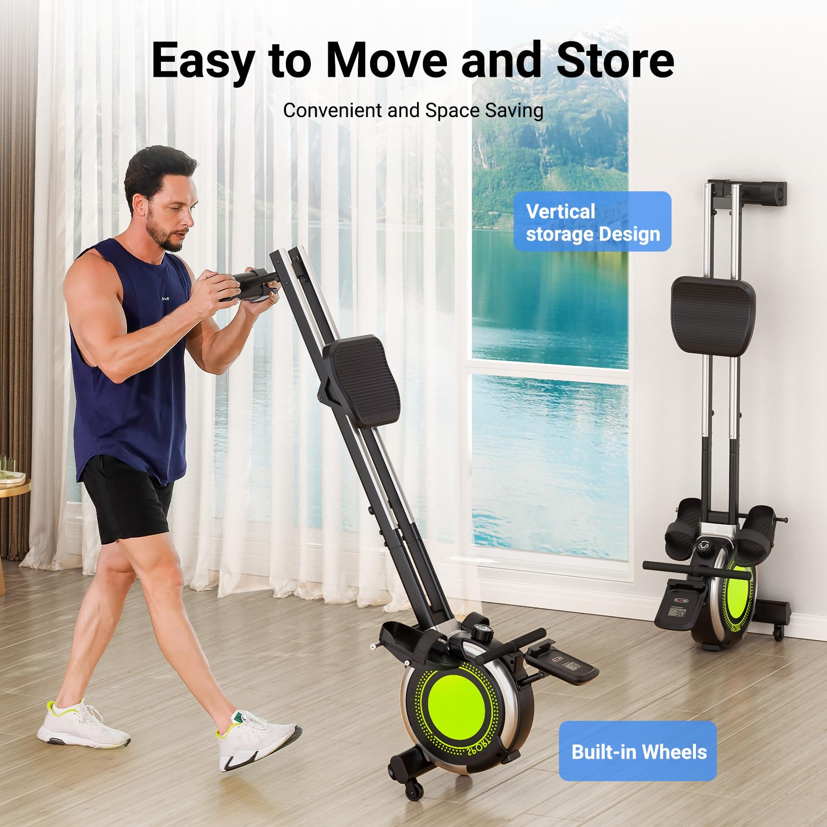 Dripex Rowing Machines for Home, Upgraded Rowing Machine Magnetic Rower, Max 360 LBS, 16 Levels of Workout Resistance, Dual Slide Rail, App Compatible, LCD Monitor, Row Machine for Gym Exercise view 6