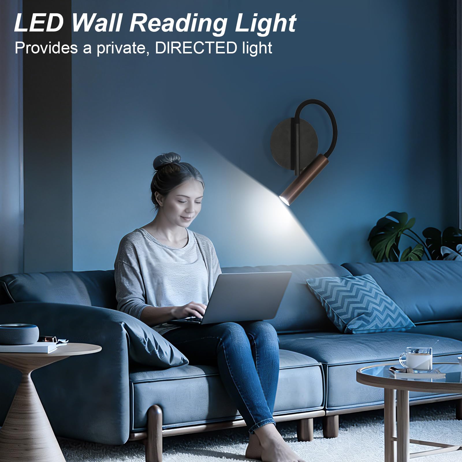 Comely Wewnętrzny Kinkiet LED, 2 Sztuki Lampa Nocna Ścienna 4W, Lampy Do Czytania Spot LED Do Sypialni Salonu Biura, Zimna Biała Biel 6500K