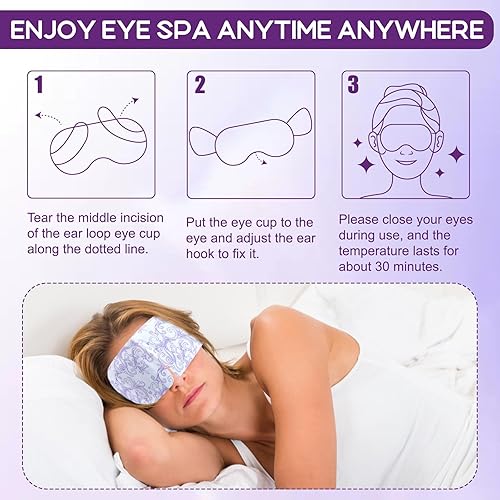 Miniatura 4 de XPCARE Paquete de 32 máscaras de ojos de vapor para ojos secos, máscara de ojos cálida para dormir, máscara de ojos calentada desechable de lavanda