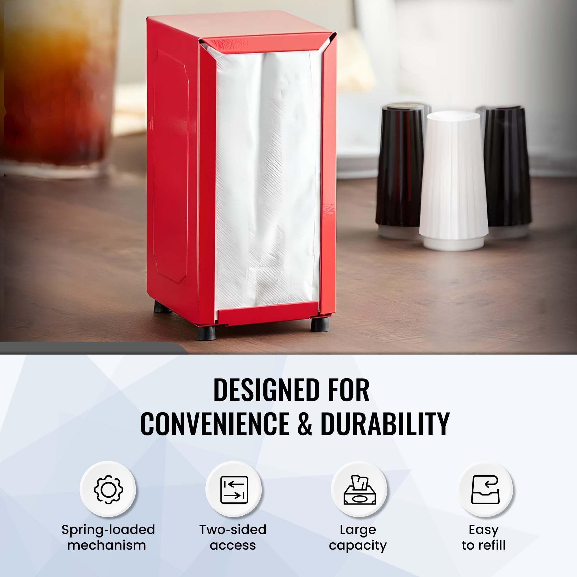 OCS Parts Dispensador de servilletas, metal, rojo