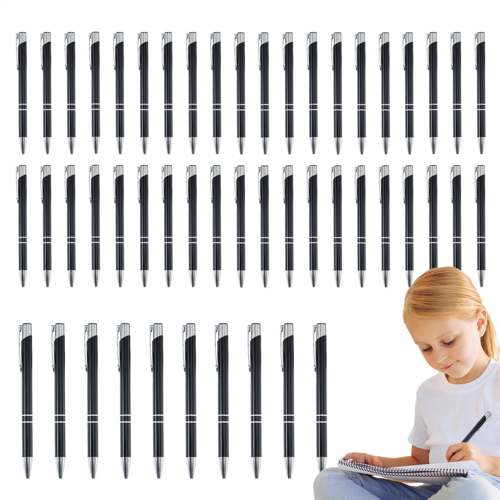 Penna professionale, 50 penne in metallo, multifunzione, con clip argentata, cancelleria alla moda per studenti, insegnanti, professionisti, riunioni, diari di nozze