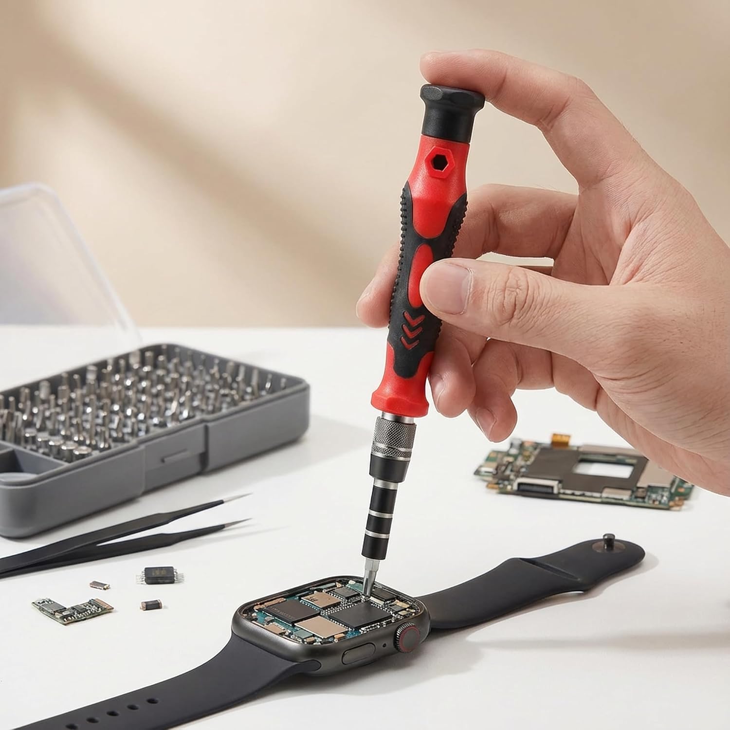 115-in-1 Precision Screwdriver Set B, Electronics Repair Tool Kit, Micro Magnetic Bit with Flexible Shaft for Phone, Mac, Computer, Watch, Console, Doorbell, Electronic Tools Gift RED