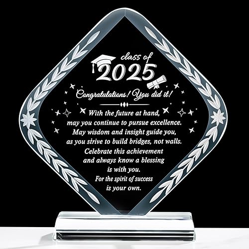 Vista 9 de YWHL Regalos de graduación para él y ella, regalos inspiradores para graduados de la clase 2025, recuerdo de graduación de cristal grabado con láser